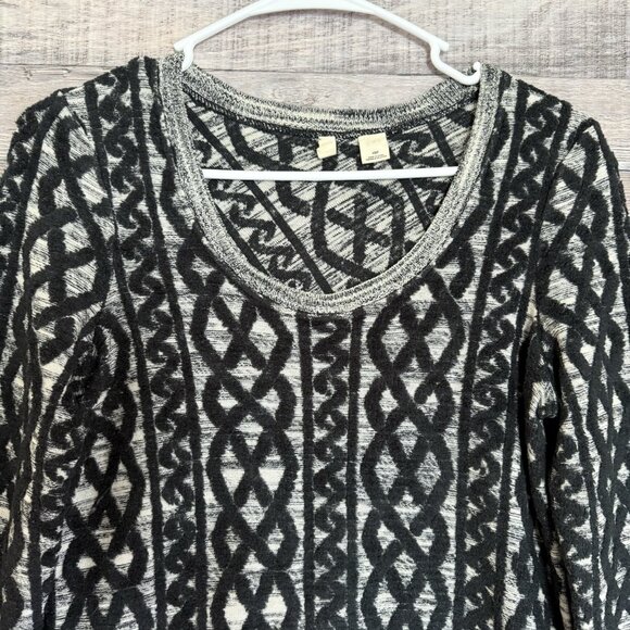 Anthropologie Moth Sweater Dress XSP Black Gray Shaker Knit Long Sleeve Tunic - Picture 3 of 9